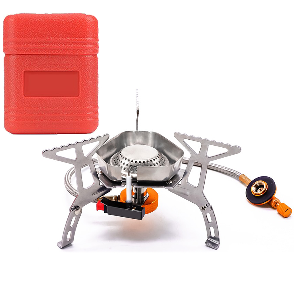 Портативний газовий пальник для кемпінгу та подорожей PACOONE HL-01 з вітрозахистом, фото 1