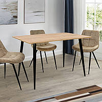 Стильний прямокутний кухонний обідній стіл 120х80 на кухню дуб крафт золотий з металевими ніжками Гейт