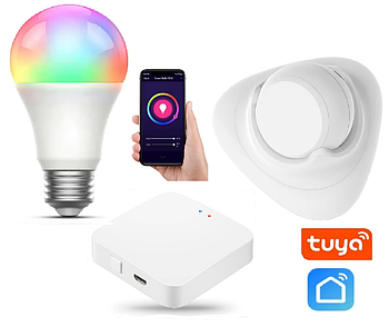 Smart автоматизації освітлення 1DAL LightKit MIX02 | Датчик присутності + Хаб + RGB-лампочка Е27 | APP "Tuya"