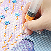 Набір для алмазної мозаїки, стилус для викладання кристалів та клей у контейнері, фото 4