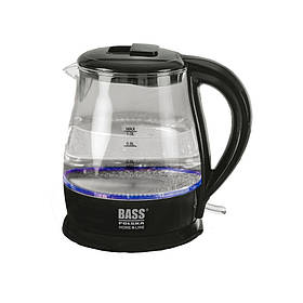 Електрочайник з підсвічуванням Bass Polska 1 л BH 10363, єлектричний чайник 1630 Вт скляний
