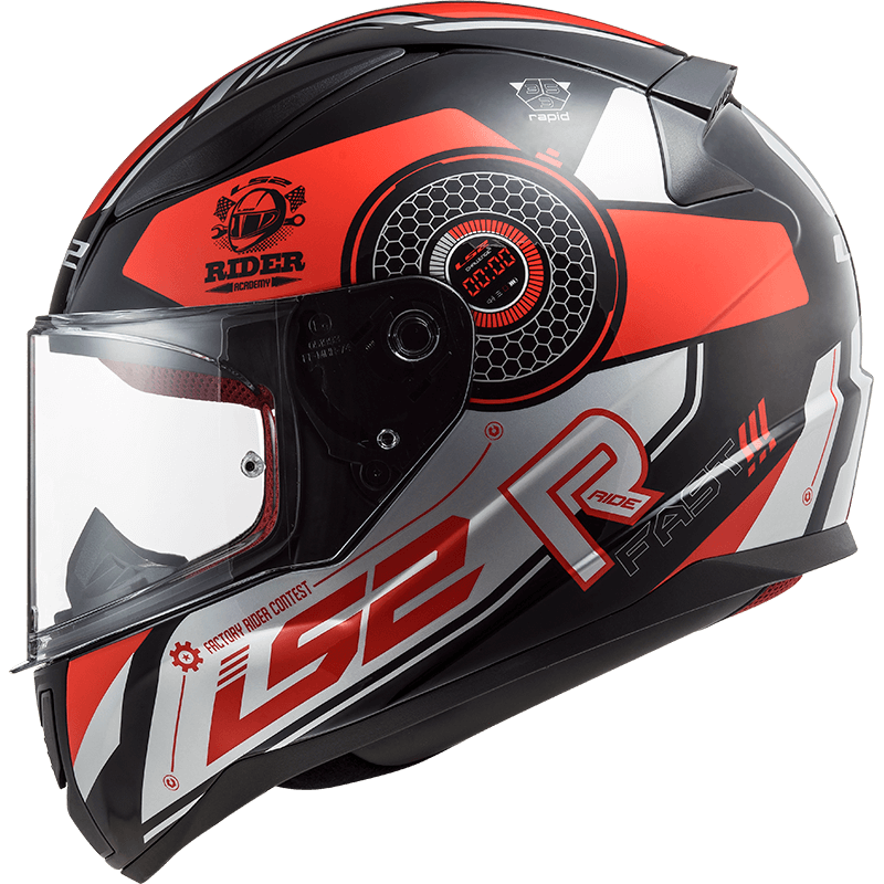 Мотошолом  LS2 FF353 Rapid Stratus Gloss Black Red Silver, фото 1