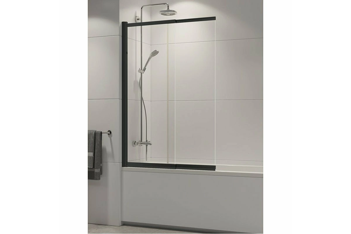 Шторка для ванни New Trendy Sensi Black 85, розсувна, 830-840×1500 мм, загартоване скло, чорний профіль