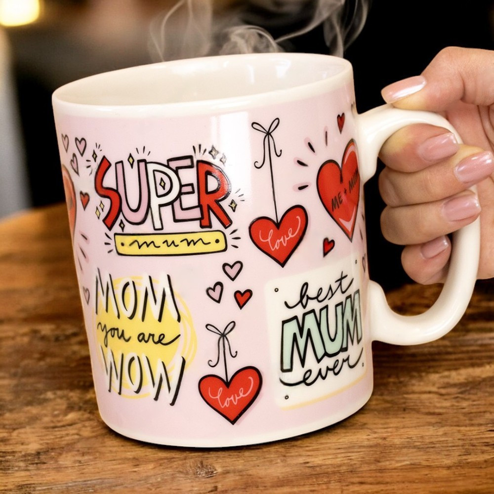 Велика керамічна кружка "The Best MOM in the world", 1 літр, Рожева (Кружка гігант), фото 1
