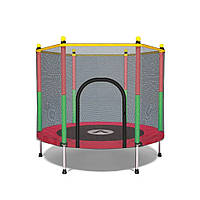 Батут дитячий Atleto 140 см із захисною сіткою для дому та дачі червоний 21000143