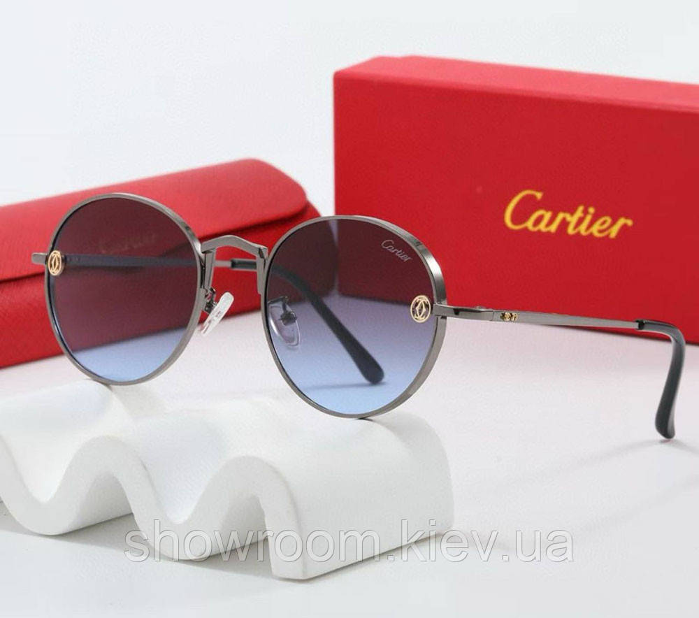 Жіночі круглі сонцезахисні окуляри Cartier (202318) blue