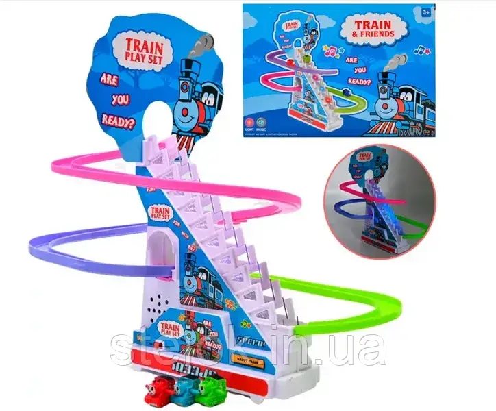 Дитячий трек із підйомником 616-6 «Паровозики» з підсвічуванням і звуком, фото 1