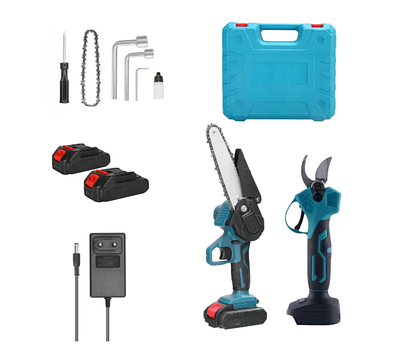 Комплект акумуляторного інструменту 2в1 UKC (секатор / міні-пила / 2 аккум. / зарядний пристрій)