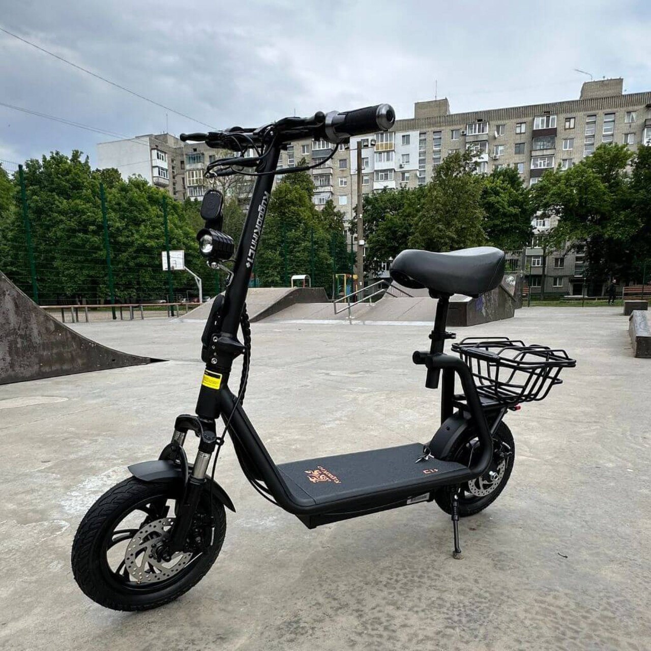Електросамокат KUGOO C1+ Plus 18Ah 1000W з сидінням та посиленим кошиком, фото 1