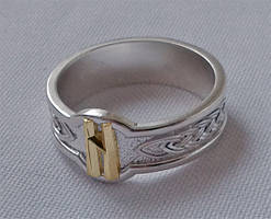 Кільце з золотою руною Хагалаз з золотою накладкою