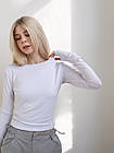 Жіночий лонгслів білий базовий з діркою для пальця, фото 7