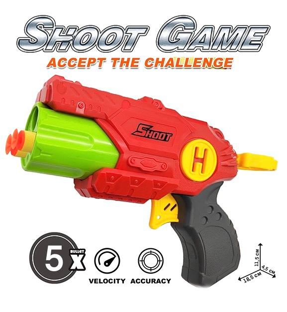 Іграшковий пістолетик 825А з м'якими набоями Червоний, фото 1