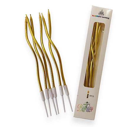 Свічки для торта Waves GOLD хвилясті набір 6 штук, фото 1