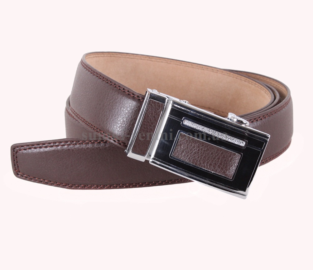 Чоловічий ремінь зі штучної шкіри під штани UK888-31 коричневий, фото 1