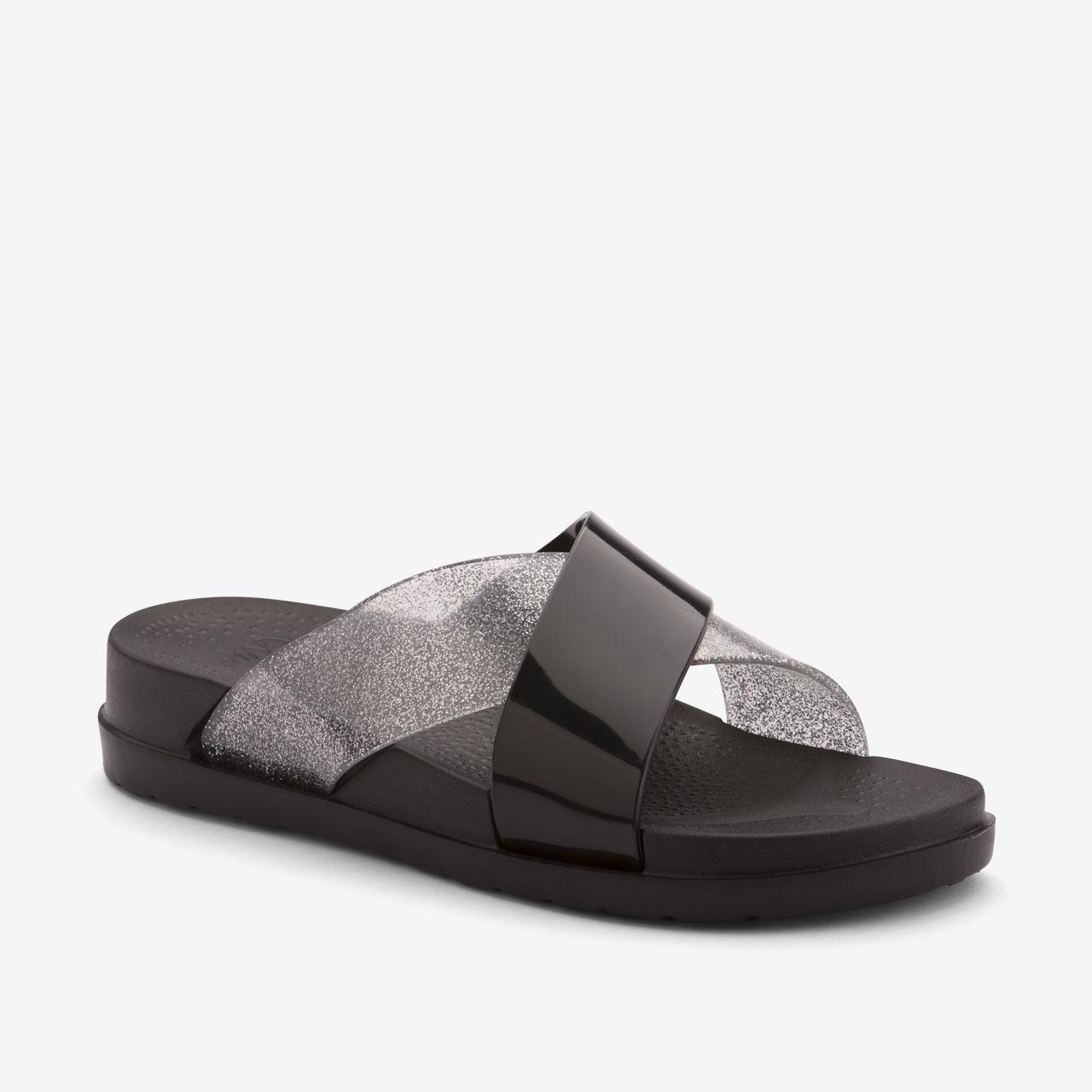 Шльопанці силіконові на платформі жіночі COQUI NELA (1342 Black/Silver glitter) чорний/срібний