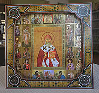 ПОДАРОЧНАЯ ИКОНА СпиридонТримифунтский, размер багетной рамки 26*26, размер сюжета24*24,подарочная коробка