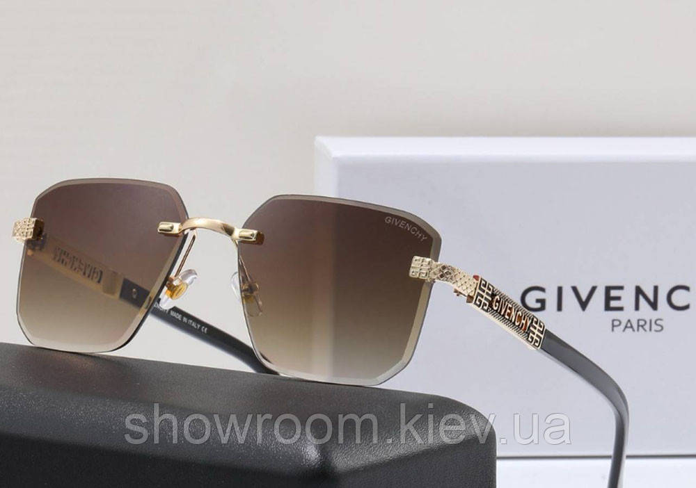 Жіночі брендові безоправні окуляри Givenchy (68004) коричневі