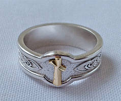 Кільце з золотою руною Наутіз з золотою накладкою