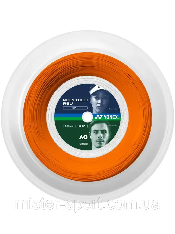 Струна для тенісу Yonex Polytour Rev Bright Orange 1.25мм/200 м. бобіна оранж, фото 1