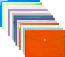 Папка-конверт на кнопці пластикова (А4, 180мкм, асортимент кольорів) Economix E31301