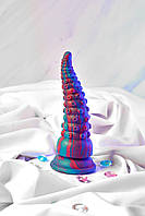 Ділдо "Восьминіг" анальний плаг розмір S на присосці, Синій з рожевим