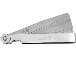 Щупи вимірювальні h = 0.02 — 0.5 мм 100 мм 10 шаблонів Yato YT-7222