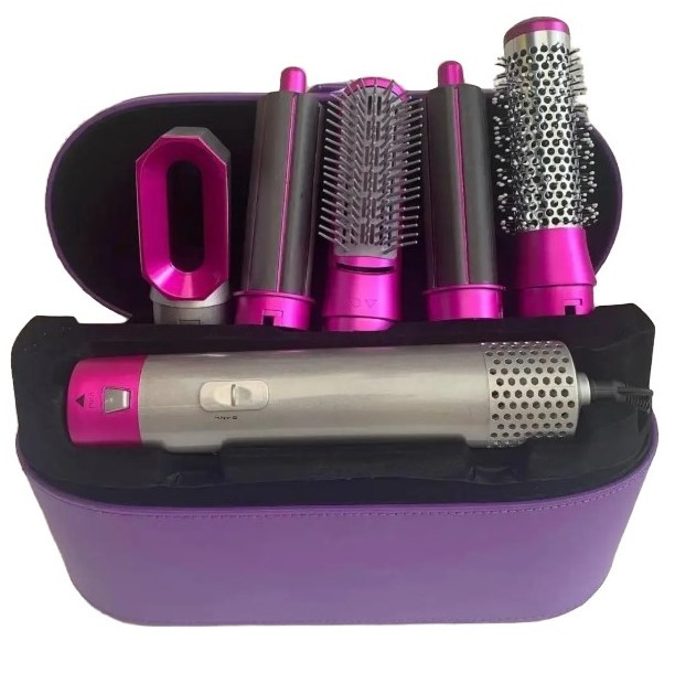 Фен стайлер 5в1 HAIR BRUSH Styler для волосся у фіолетовому подарунковому кейсі 1000 Вт, фото 1