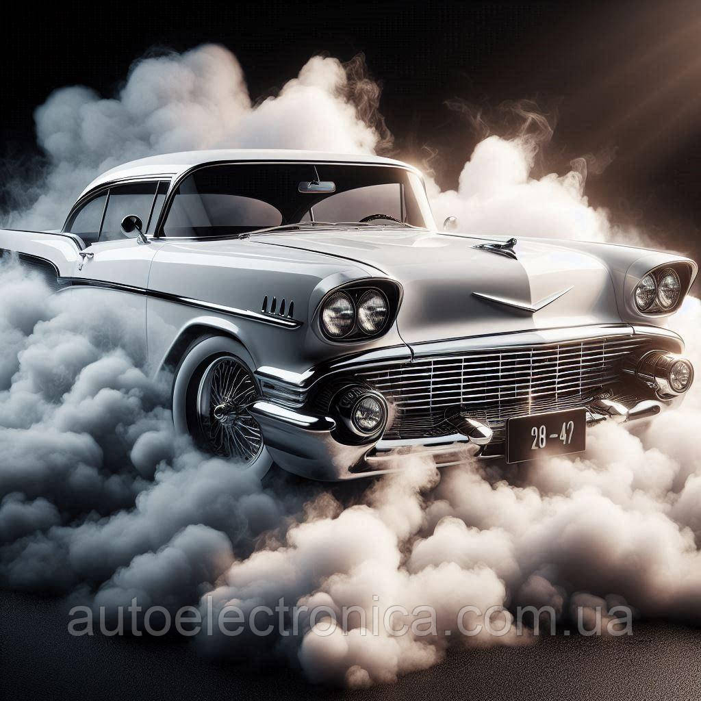 Картина на полотні "Classic Сar in Сlouds of Smoke" | ECV.7.21