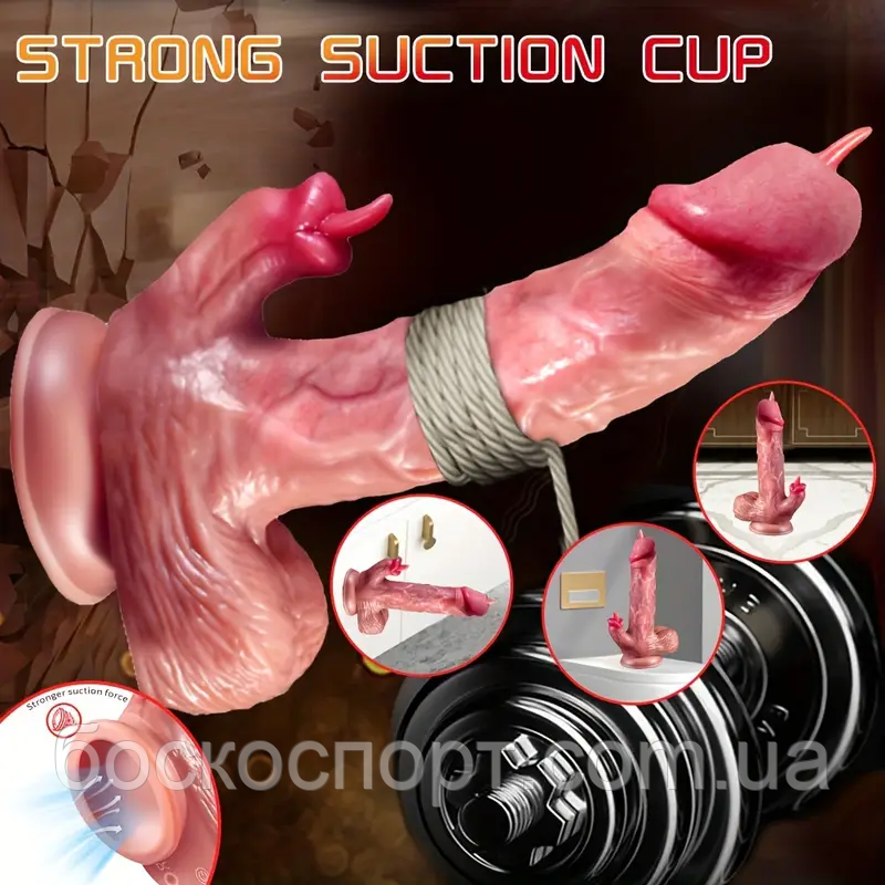 Реалістичний жіночий вібратор із функцією лизання, фото 1