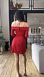 Жіноча приталена міні сукня з відкритими плечима, фото 5