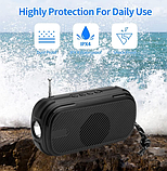 FM радіоприймач з Bluetooth, портативна колонка з ліхтариком YG-A30 3Вт FM AUX Вологостійкічть IPX4 Чорний, фото 2