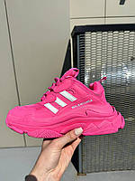 Рожеві шкіряні жіночі кросівки Balenciaga Triple S Демісезонні кросівки Баленсіага на платформі