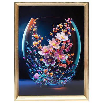 Картина з каменів для інтер'єру на стіну на кухню, спальню, зал, офіс 30х40см «Сакура»