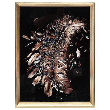 Картина з каменів для інтер'єру на стіну на кухню, спальню, зал, офіс 30х40см «Перо»