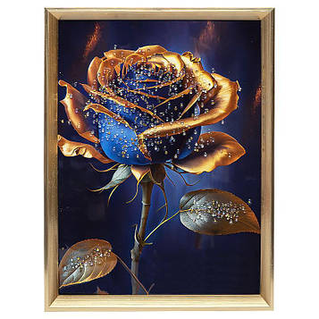 Картина з каменів для інтер'єру на стіну на кухню, спальню, зал, офіс 30х40см «Золота троянда»