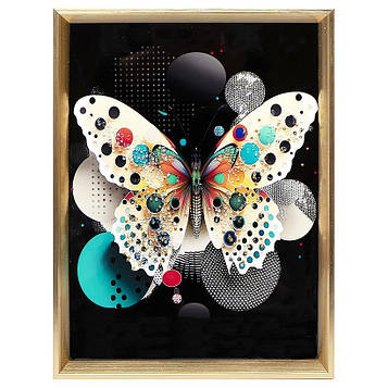 Картина з каменів для інтер'єру на стіну на кухню, спальню, зал, офіс 30х40см «Метелик №-2»