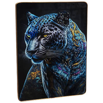 Картина з каменів для інтер'єру на стіну на кухню, спальню, зал, офіс 30х40см «Ягуар»