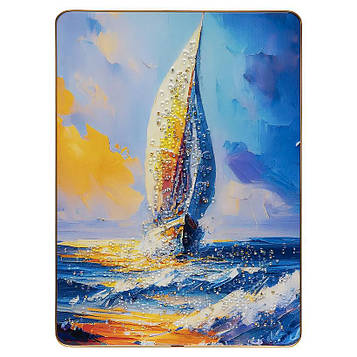 Картина з каменів для інтер'єру на стіну на кухню, спальню, зал, офіс 30х40см «Вітрильник»