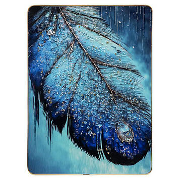 Картина з каменів для інтер'єру на стіну на кухню, спальню, зал, офіс 30х40см «Синє перо»