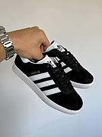 Чорні замшеві жіночі кросівки Adidas Gazelle Демісезонні кеди Адідас Газель