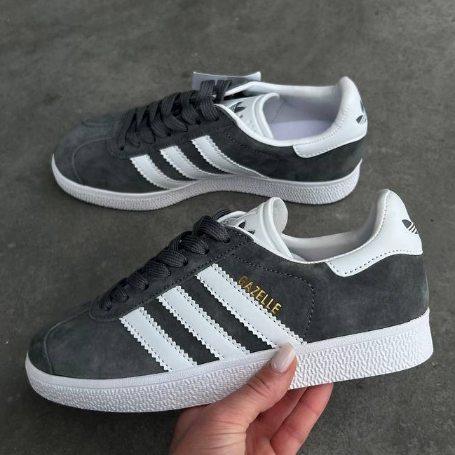 Сірі замшеві чоловічі кросівки Adidas Gazelle Демісезонні кеди Адідас Газель, фото 1