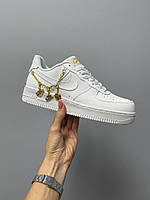 Білі жіночі шкіряні кросівки Nike Air Force 1 Low Демісезонні кросівки Найк Аір Форс 1