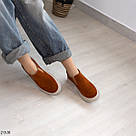 Жіночі замшеві туфлі рудого кольору з резинками з боків, фото 8