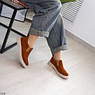 Жіночі замшеві туфлі рудого кольору з резинками з боків, фото 10