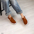 Жіночі замшеві туфлі рудого кольору з резинками з боків, фото 9