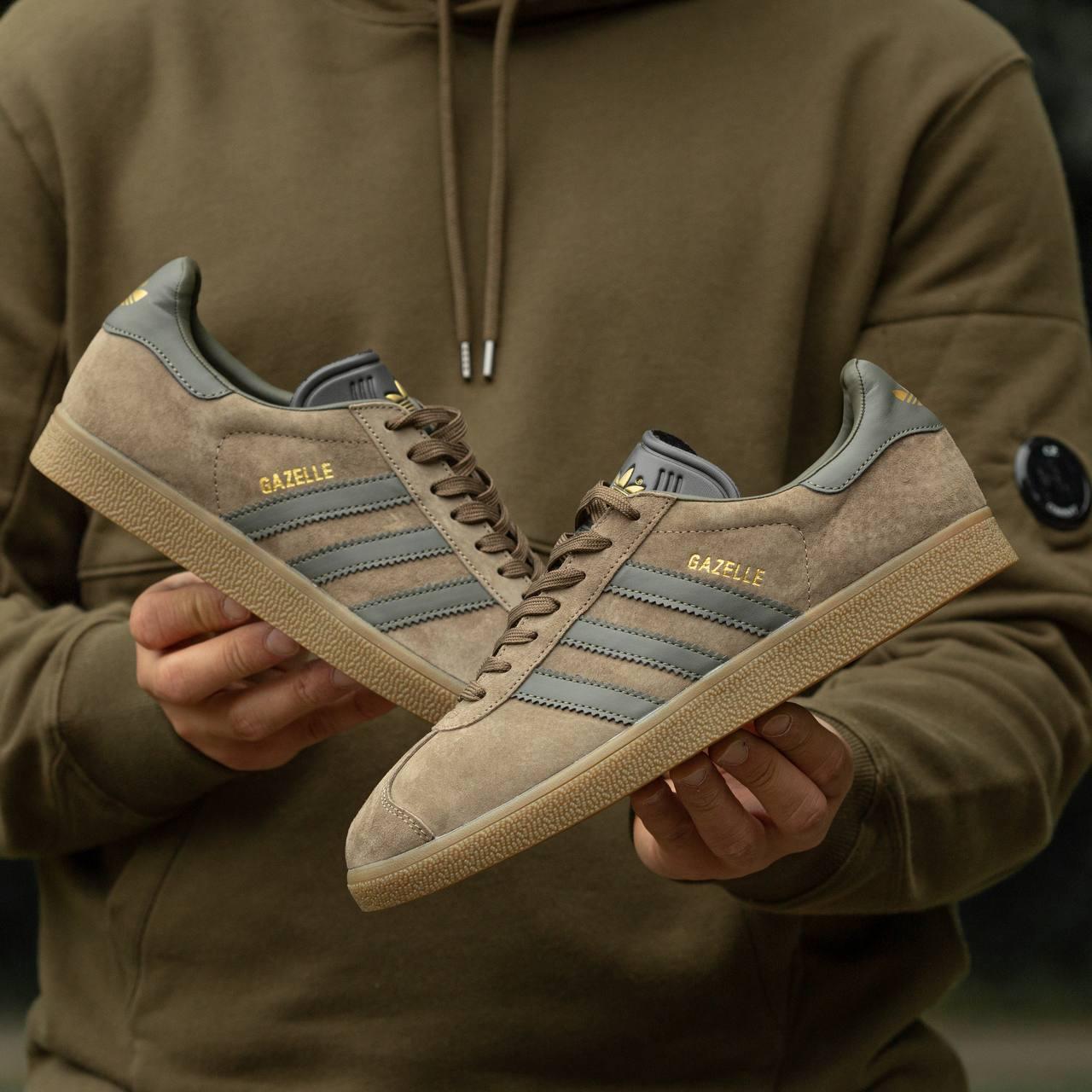 Коричневі замшеві чоловічі кросівки Adidas Gazelle Brown Демісезонні кеди Адідас Газель, фото 1