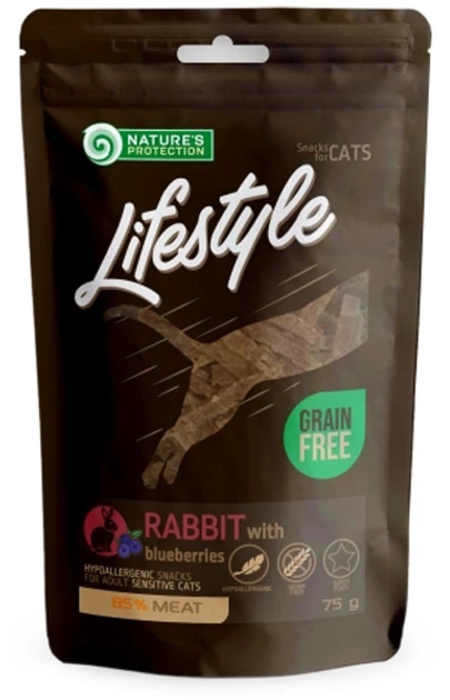 Ласощі Nature's Protection Lifestyle д/котів з кролика і з чорницею,75 г, фото 1