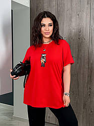 Мега крута та моднява оверсайз футболка червоного кольору