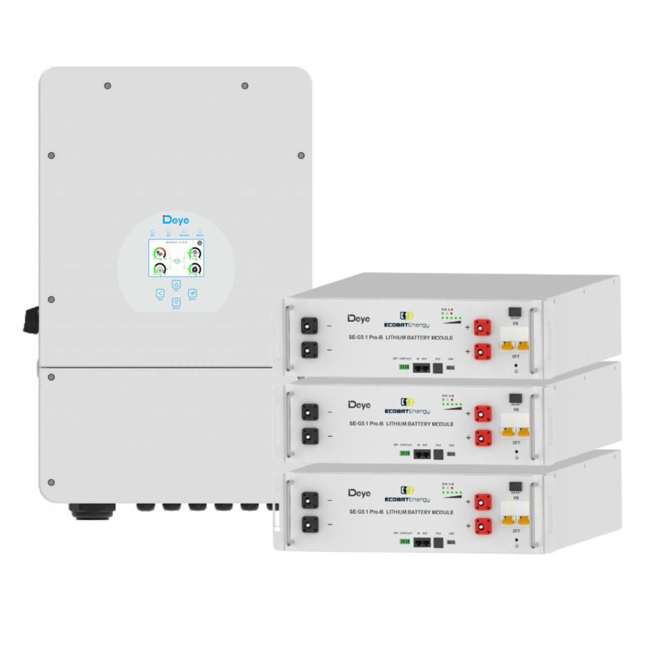 Автономний комплект інвертор Deye SUN-12K-SG02LP1-EU-AM3 + АКБ Deye SE-G5.1 Pro-B 3 шт., фото 1
