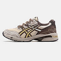 Демісезонні шкіряні коричневі чоловічі кросівки Asics Gel-1090 Beige Brown Асікс Гель